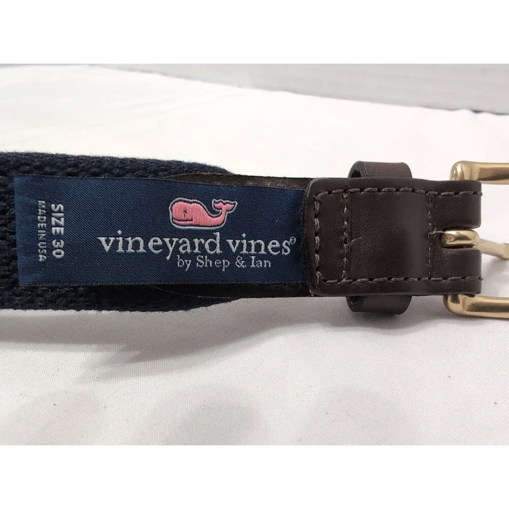VINEYARD VINES size 30 belt Blackwatch Plaid Canvas Leather Golf NEW